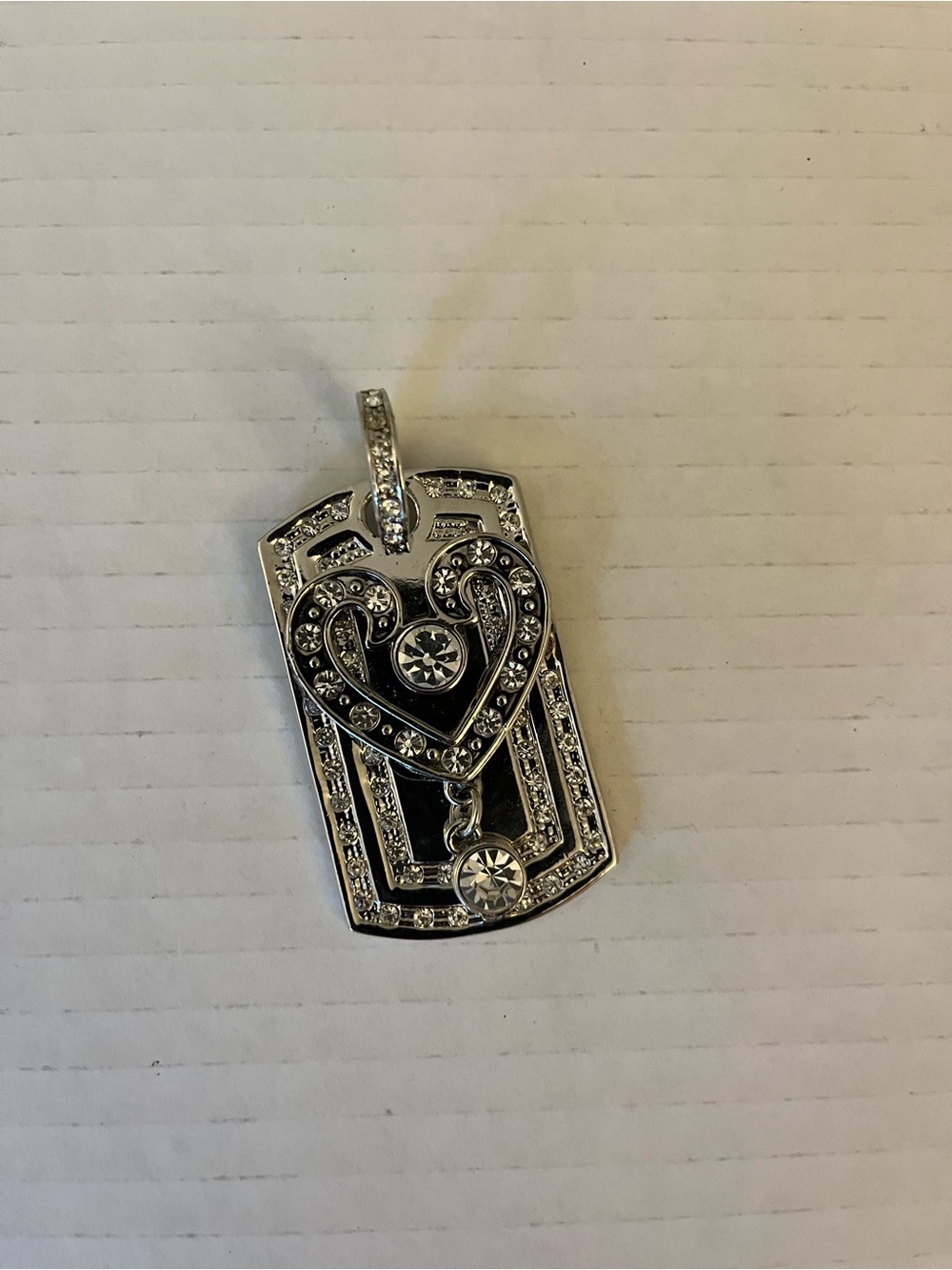 DaVinci Silver Heart and Crystal Pendant